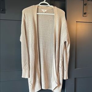 Cream Knit Cardigan Sweater with Open Front